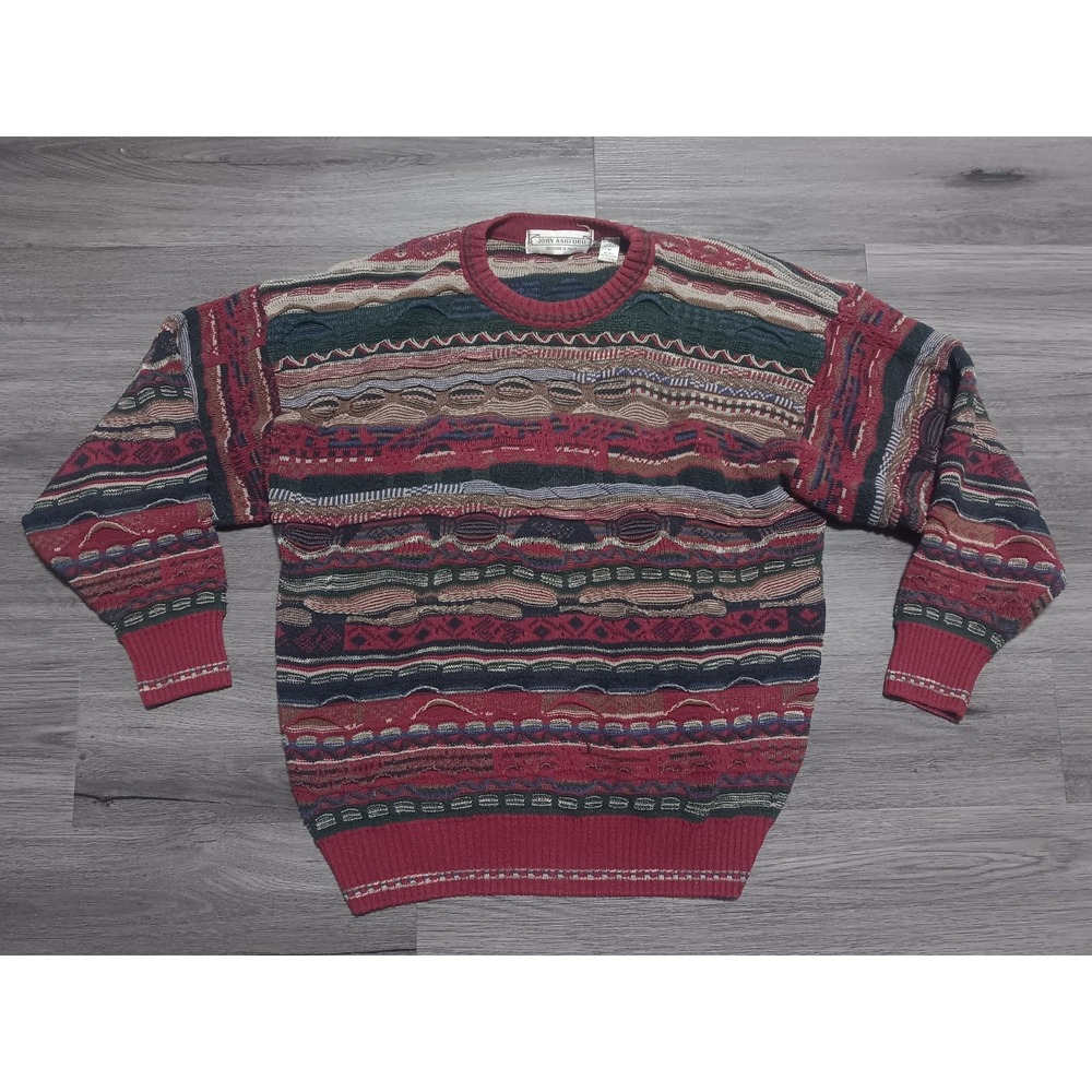 Vintage John Ashford Men's‎ 3d Knit Coogi Style Multicolor Pullover Size Medium